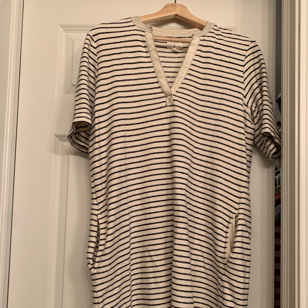 Lou and Grey dress; navy and off-white stripes